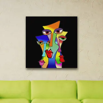 «Abstract Pop Art» di Andrea Dellatorre, stampa su tela in un soggiorno