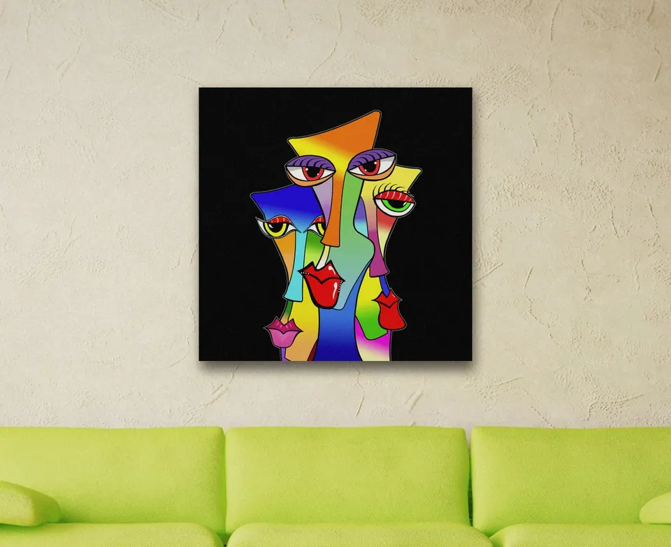 «Abstract Pop Art» di Andrea Dellatorre, stampa su tela in un soggiorno