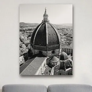 «Cupola del Brunelleschi, Firenze» di Simona Luisa Savini, stampa su tela in un soggiorno