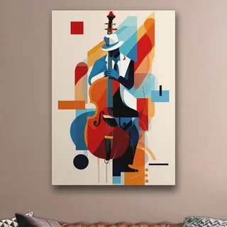 «Jazz» di Giovanni Monasta, stampa su tela in un soggiorno