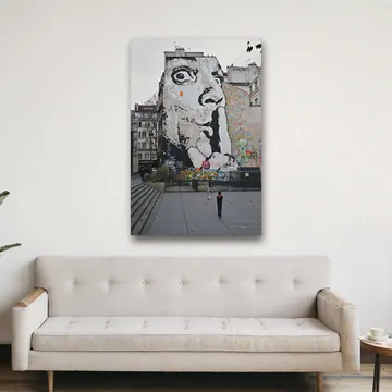 «Murales» di Veronica Morresi, stampa su tela in un soggiorno