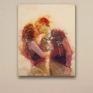 «Il bacio» di Marcello Montinari, stampa su tela in un angolo lettura