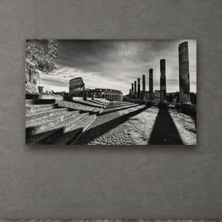 «Tempio di Venere e Colosseo, Roma» di Davide Fantasia, stampa su tela in un ambiente minimal