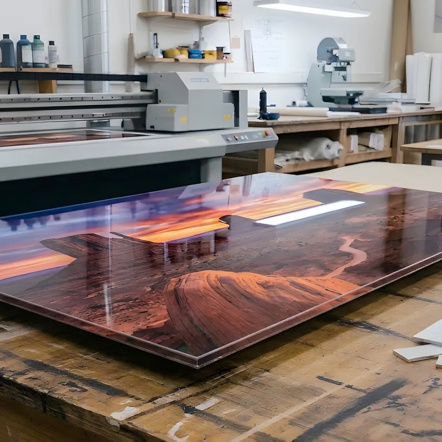 Opera stampata su plexiglass in laboratorio