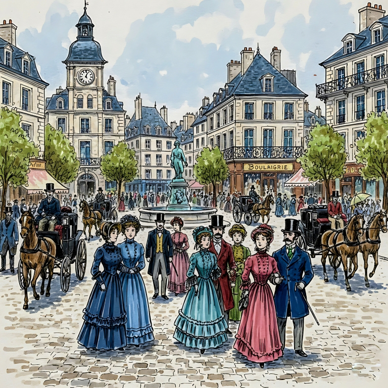 Vita quotidiana in una città francese