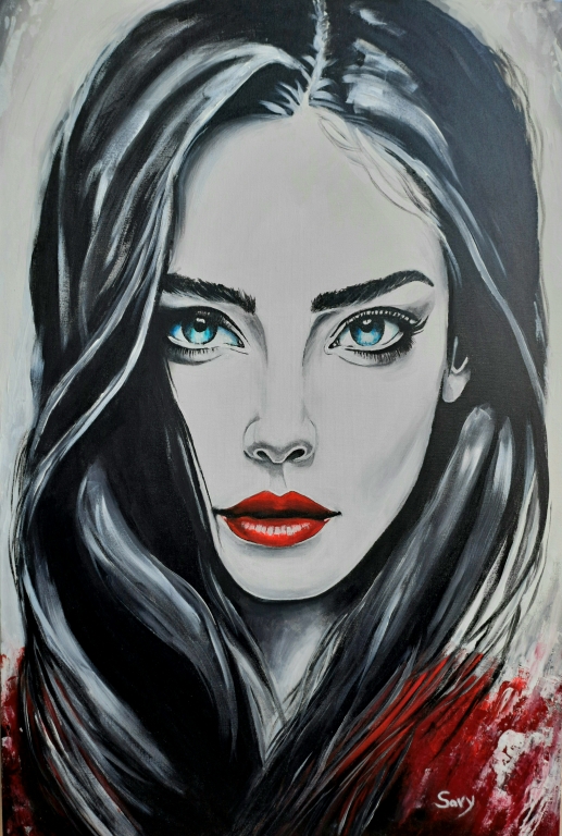 ANGELINA JOLIE  -  blanc rouge et  noir