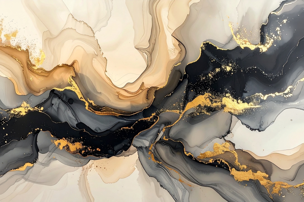 Onde Astratte in Oro e Nero