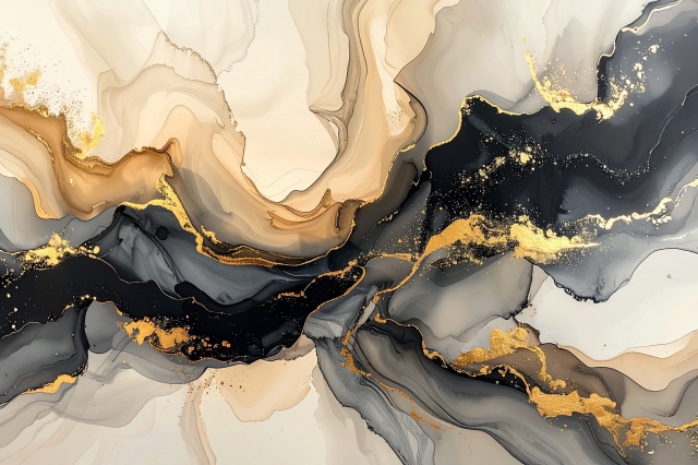 Onde Astratte in Oro e Nero