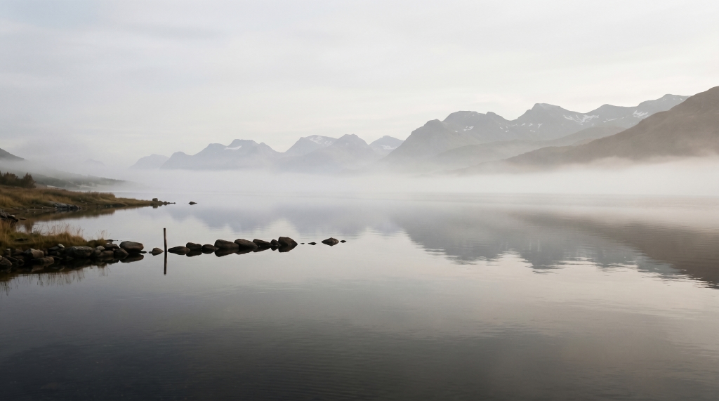Lago nella Foschia del Mattino