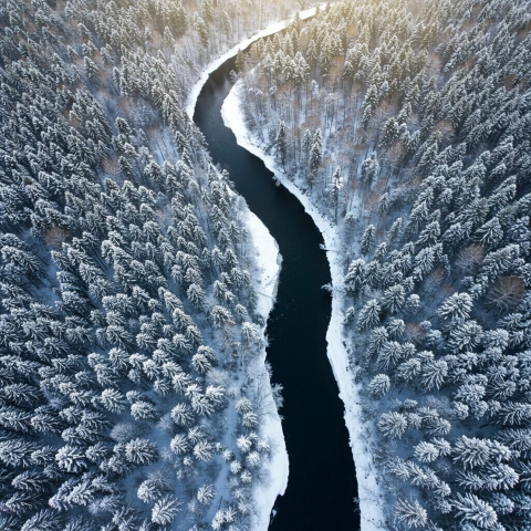 River in a spectacular winter landscape