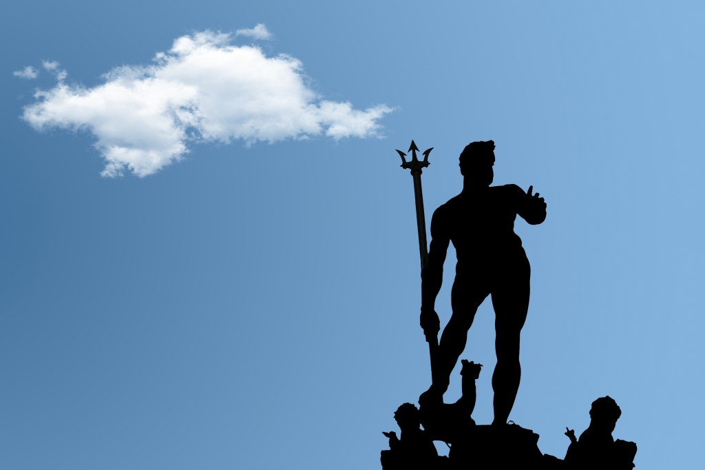 Silhouette della statua del Nettuno - Bologna