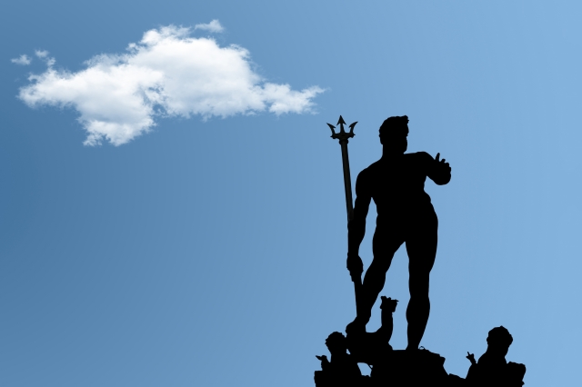 Silhouette della statua del Nettuno - Bologna