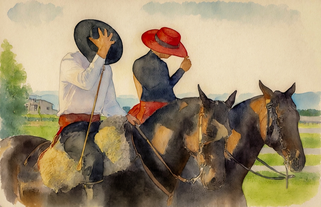 Cavallerizzi in rosso
