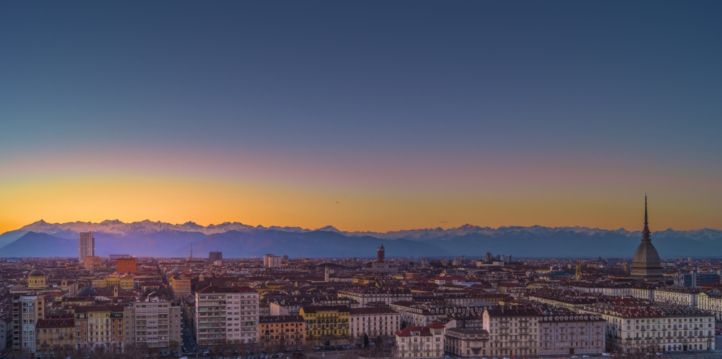 Panorama di Torino, Torino centro al tramonto