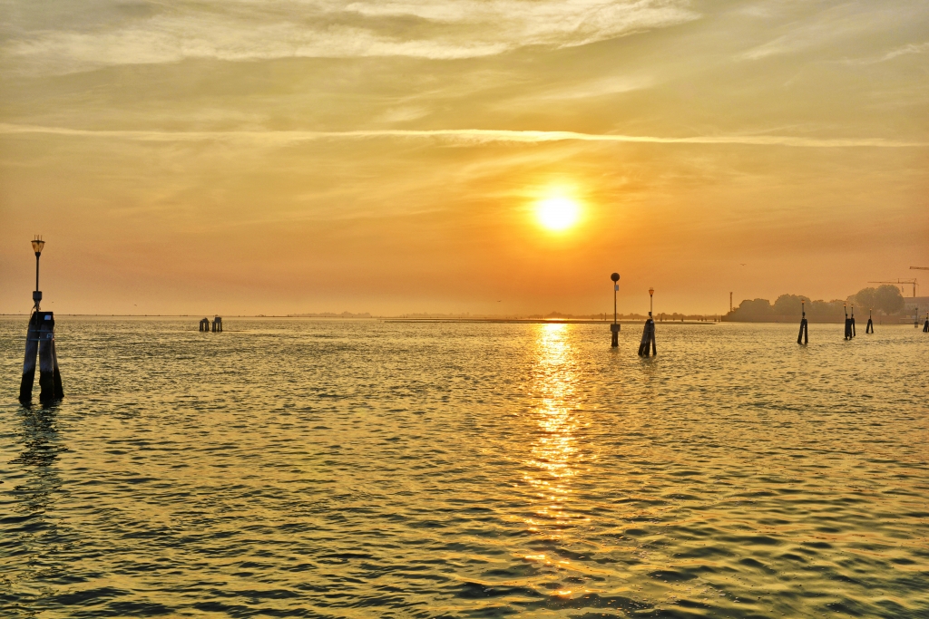 Laguna di Venezia al tramonto.