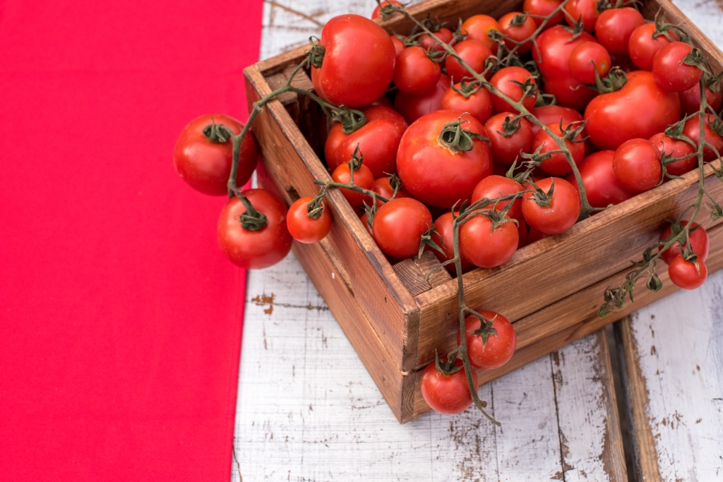 Red Tomatoes on White Wooden Table