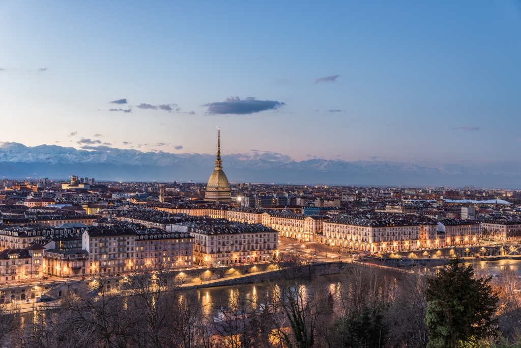 Torino - Italia (Turin, Italy): city panorama at twilight