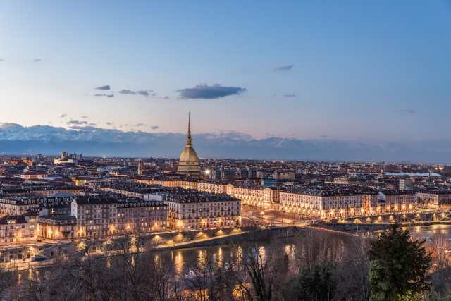 Torino - Italia (Turin, Italy): city panorama at twilight