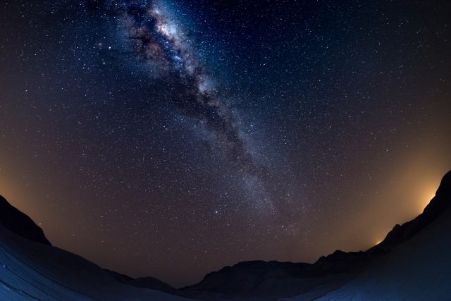 stars and Milky Way arc, in the Namib desert, Africa
