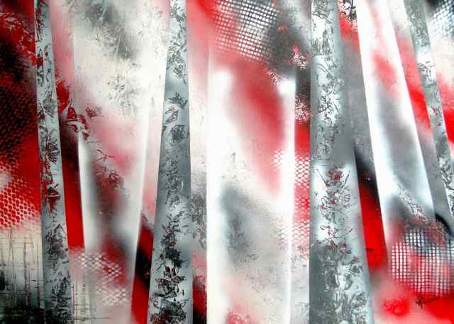 Spray art abstrait painting red black grey