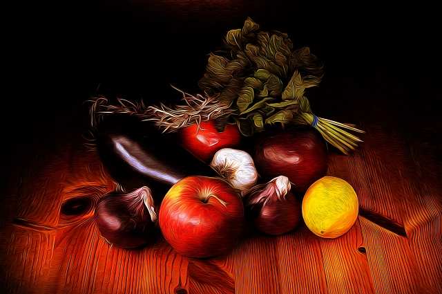 Still-life con ortaggi e frutta