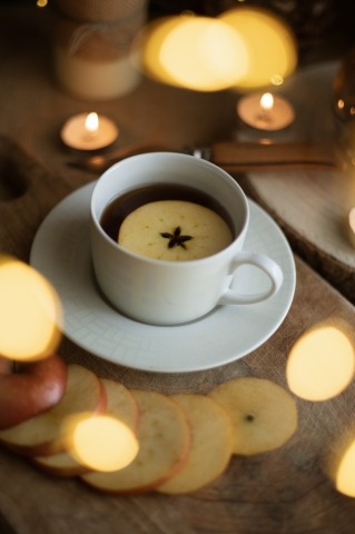 Autumn mood with cup of tea