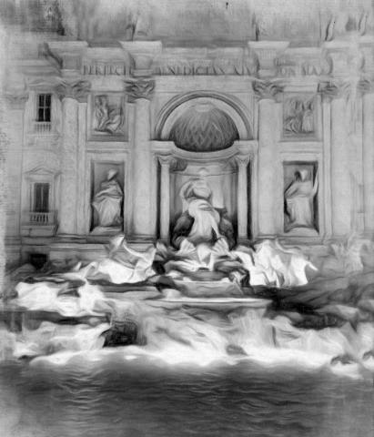 A nocturnal glimpse of the Trevi Fountain