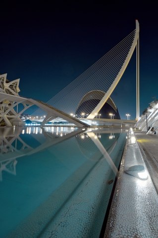 Nightscape with bridge