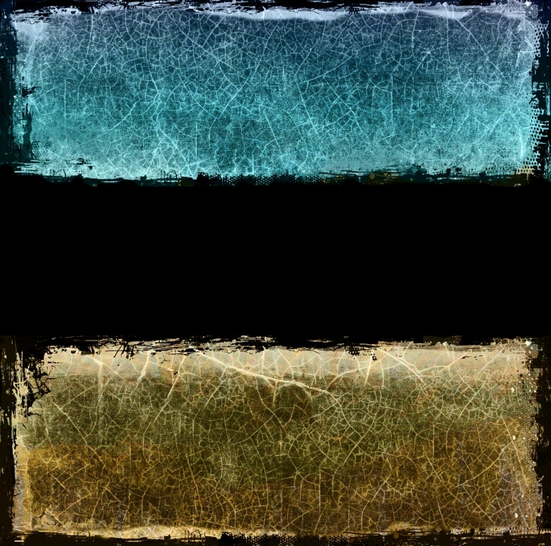 Astratto in blu, nero e seppia