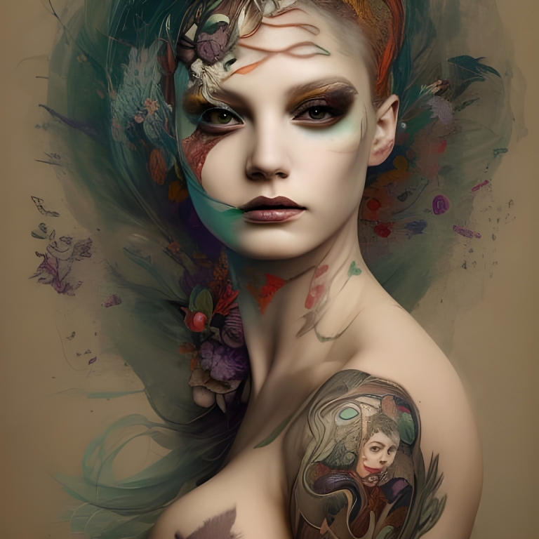 donna tatuata celeste