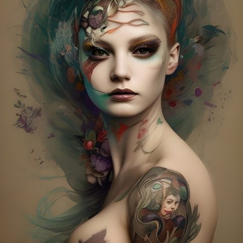donna tatuata celeste
