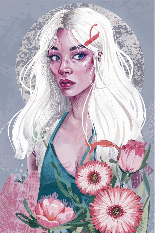girl and flowers