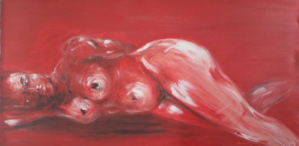 Nudo rosso, acrilico 140x60