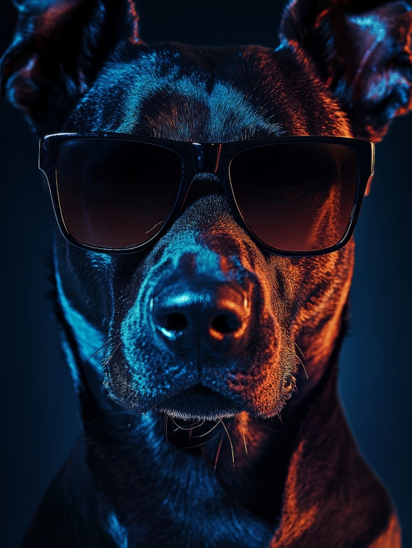 Ritratto di Doberman: Elegante e Sicuro in Nero
