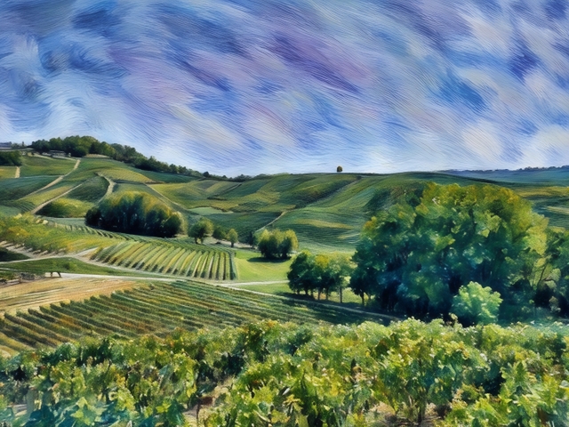Vigneti Ondulati Sotto un Cielo d'Estate