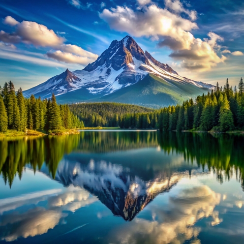 Mountains and lake