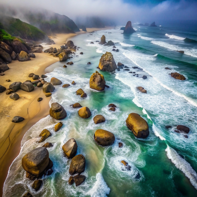 Aerial shot of large rocks