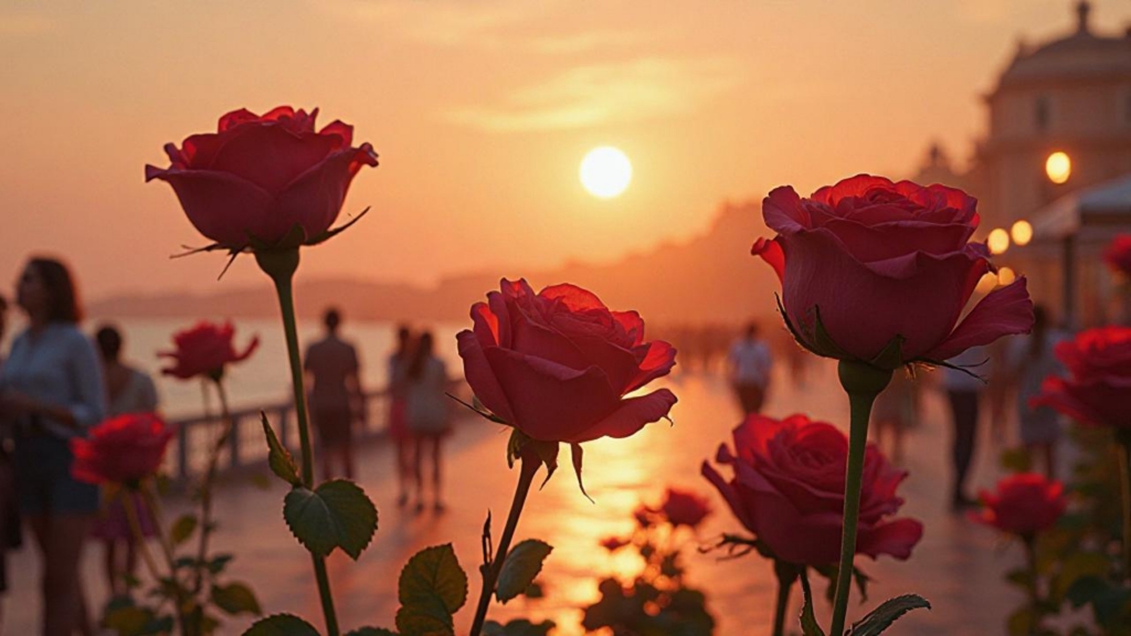 rose rosse sul lungomare