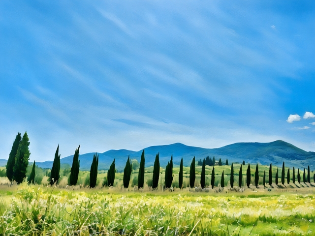 Paesaggio toscano con cipressi