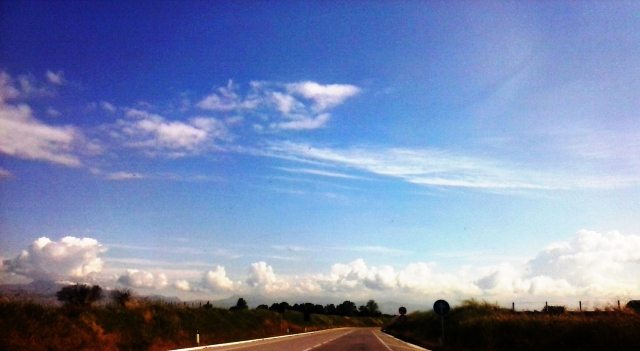 Clouds on the road