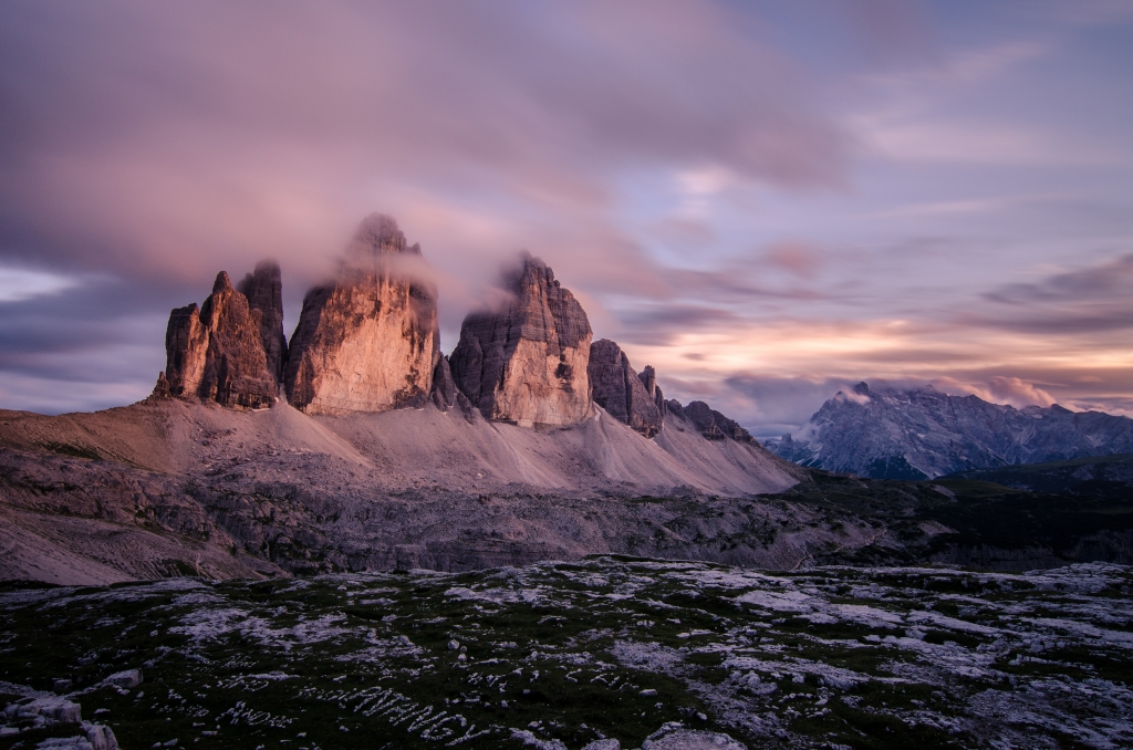 Tre Cime di Lavaredo al tramonto