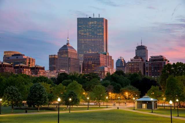 La Back Bay di Boston al tramonto