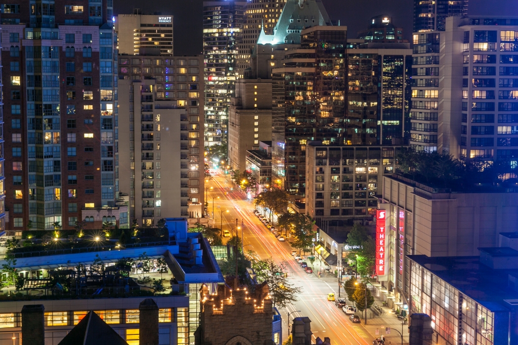 Le luci ella notte di Vancouver, Canada