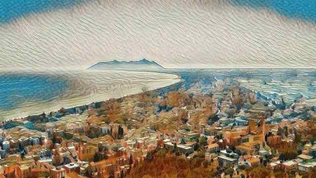 panoramica dal tempio di giove anxur dipinta