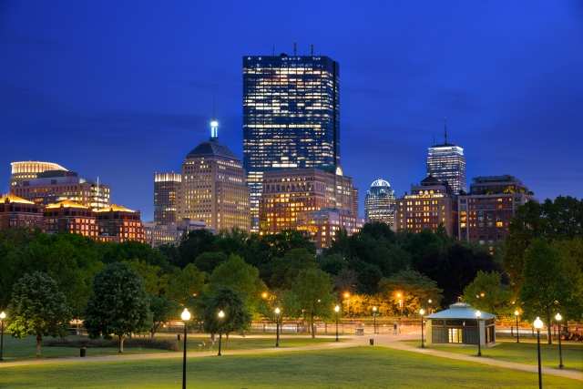 La Back Bay di Boston all'ora blu