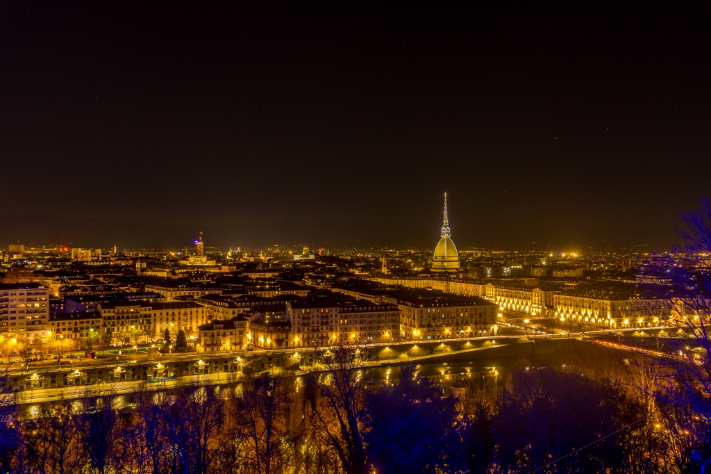 Panorama notturno di Torino