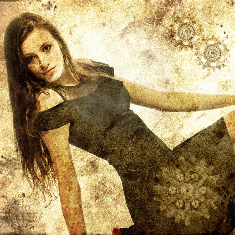 ragazza immersa nello steampunk
