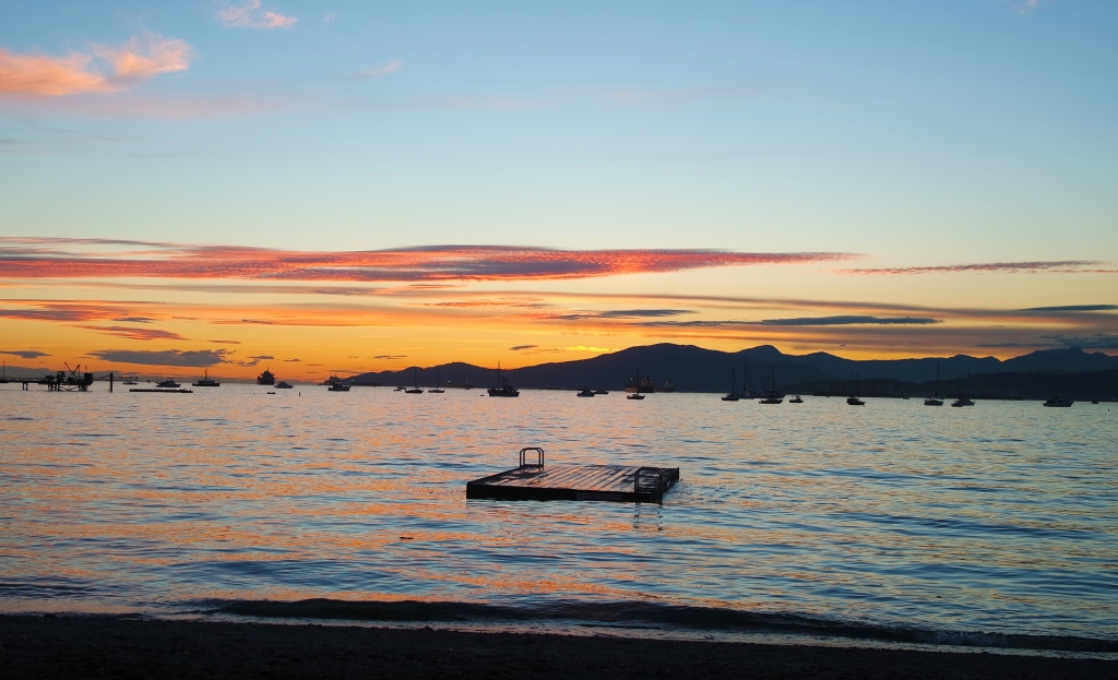 Sunset on Kitsilano beach, Canada