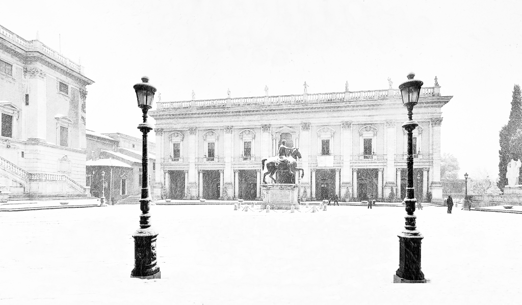 Snow in Capitoline Hill, Rome