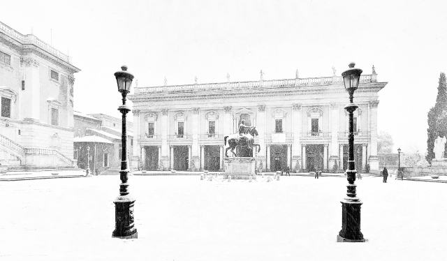 Snow in Capitoline Hill, Rome